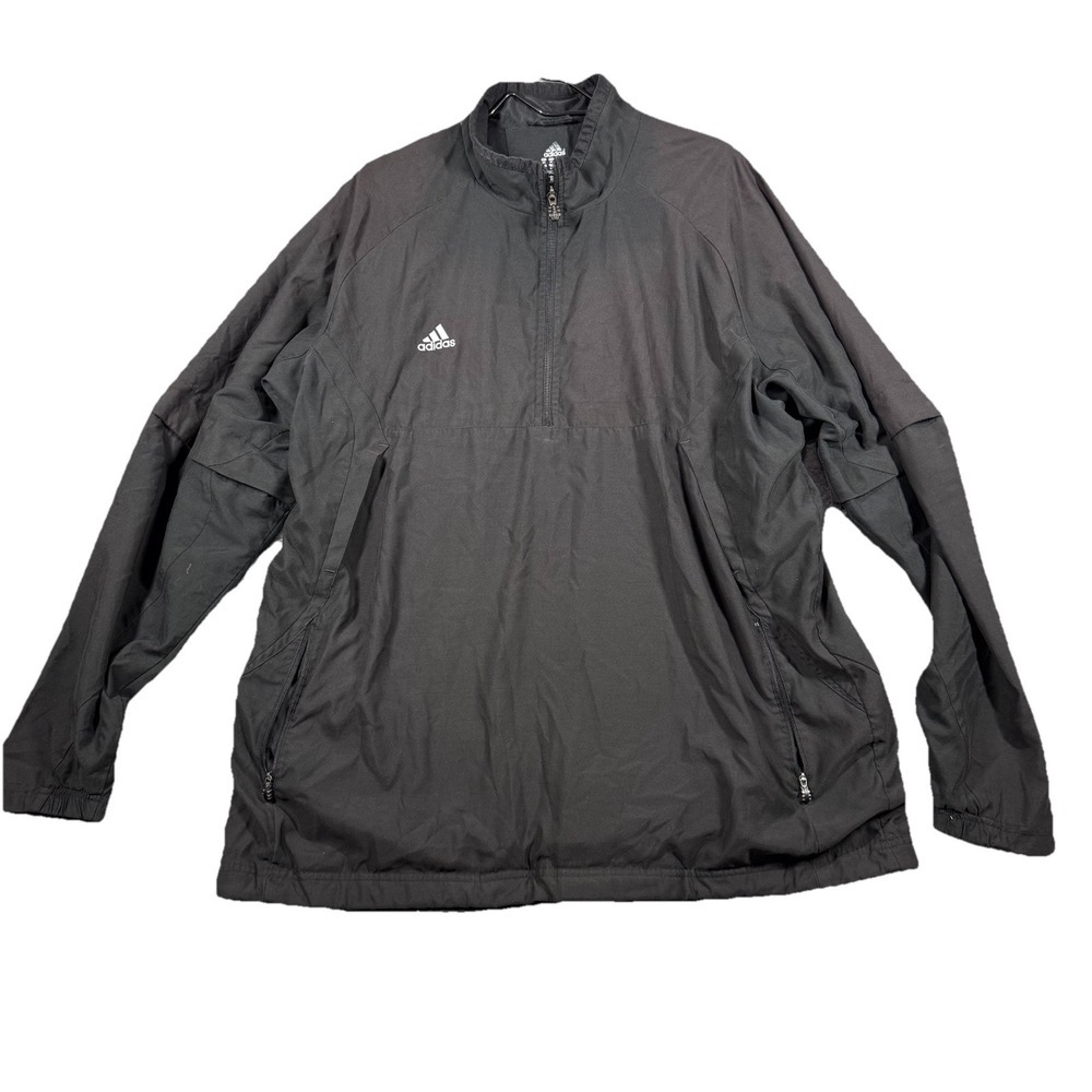 Adidas‎ Logo Embroidered 1/4 Zip Pullover Team Performance Jacket SZ 2XL